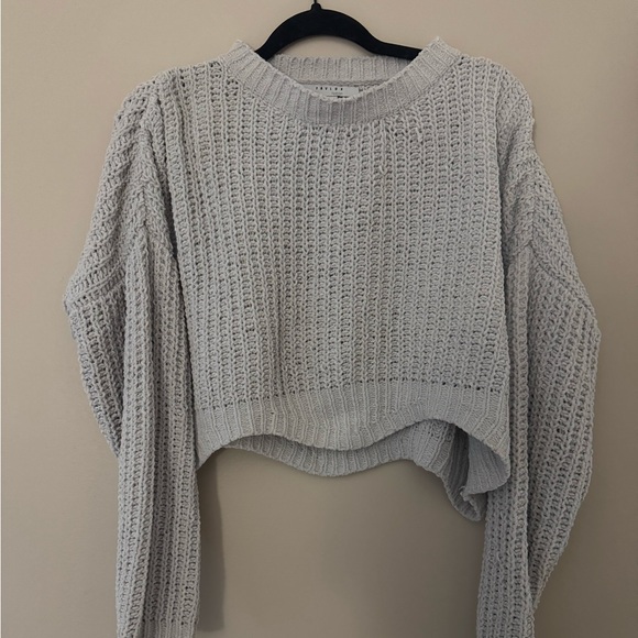 FAVLUX Sweaters - Cropped Beige Waffle Knit Sweater